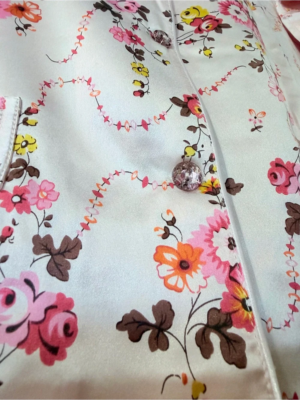 {Daerli} 100% Chinese Mulberry Silk Floral Sleepwear Luxury Pajama Set - NWT